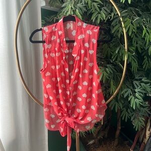 DNA Couture Heart Print Sleeveless Blouse